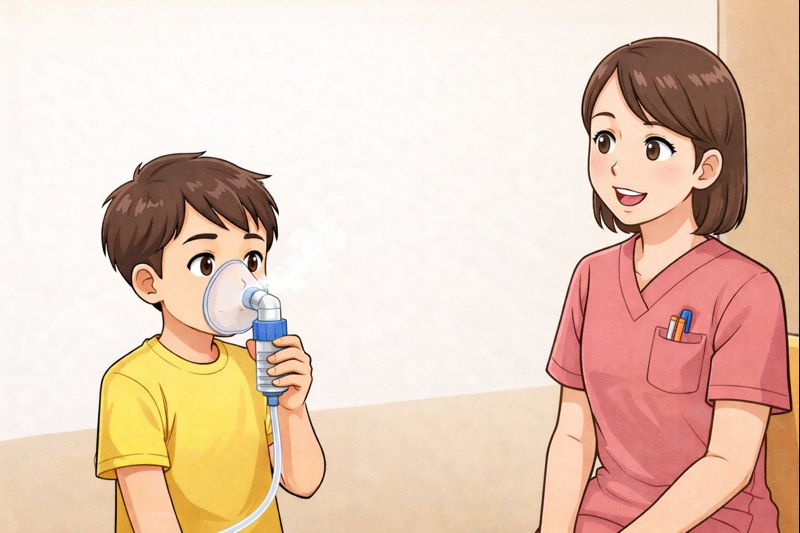 ネブライザーをしている様子