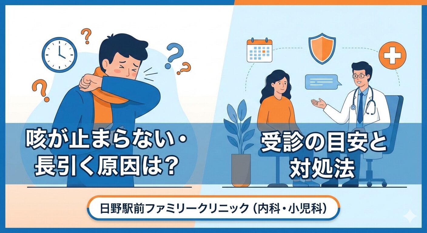 咳が止まらない・長引く原因は？受診の目安と対処法 | 日野駅前ファミリークリニック | 日野市 | 内科・小児科・アレルギー科・救急科